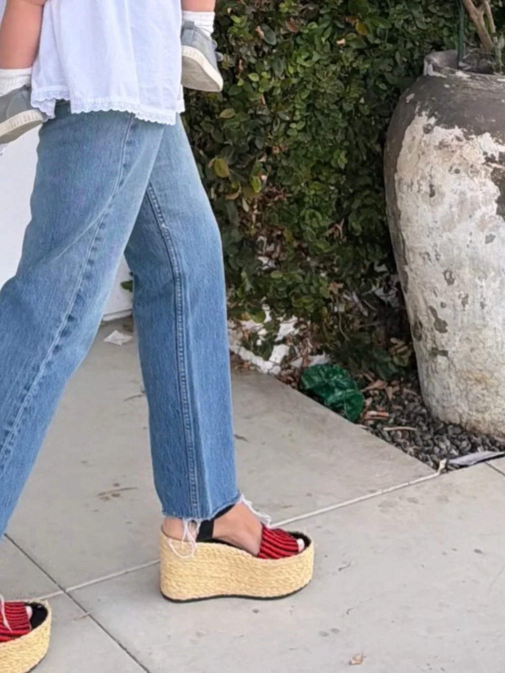 Celine Red and Black Woven Platform Espadrilles - Picture 2 of 3